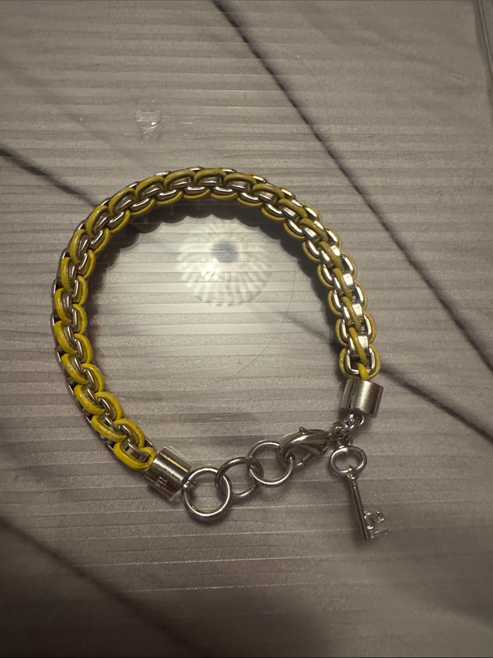 LIA SOPHIA Yellow and Silver Chain Bracelet with Key Charm